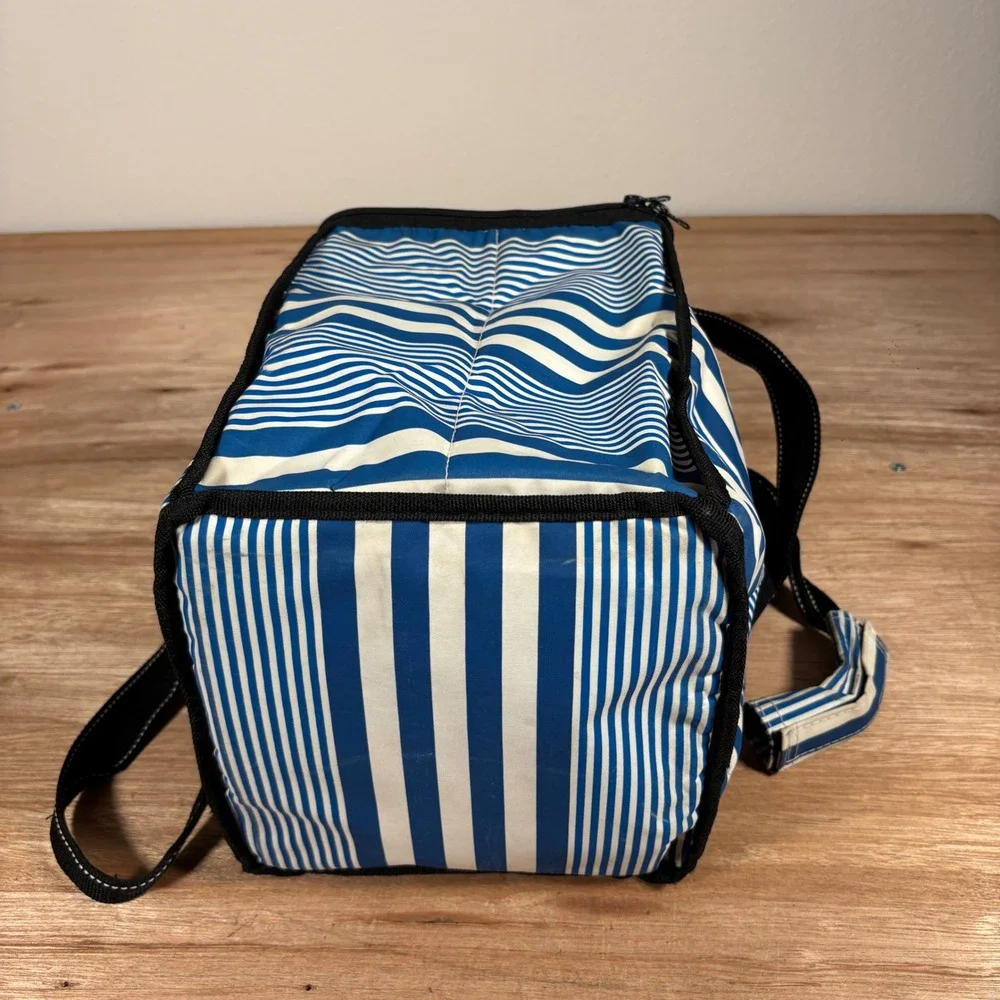 SCOUT Insulated Lunch Bag Blue White Striped Cooler Tote Zipper Pocket